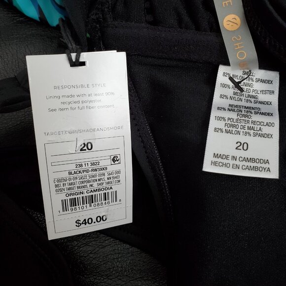 WOMEN’S HIGH NECK MEDIUM COVERAGE ONE PIECE SWIMSUIT SHADE & SHORE BLACK 20 - Picture 11 of 13